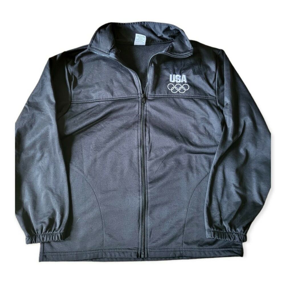 USA Olympic Full Zip Black Polyester Jacket Women's Medium